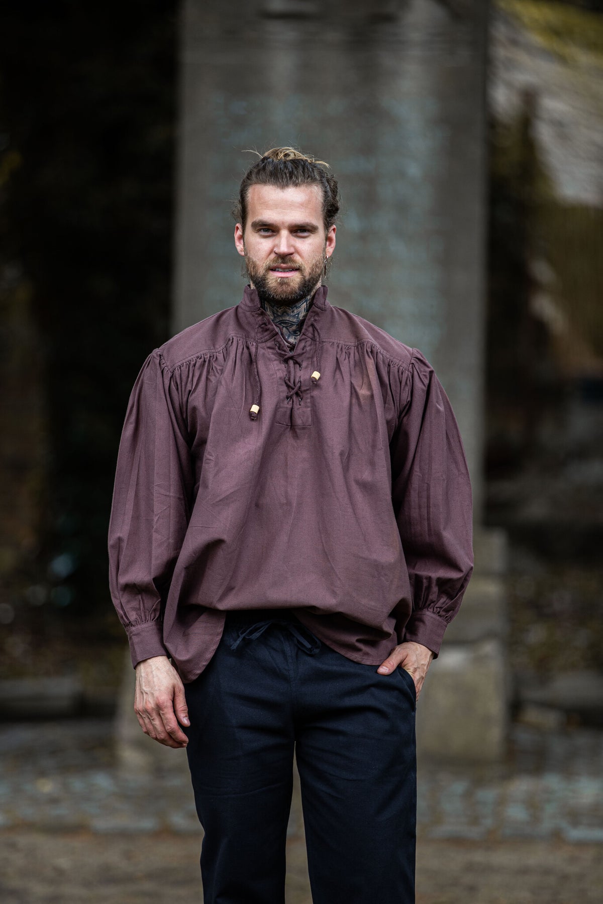 Pirate shirt with collar, brown