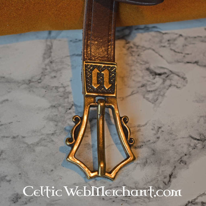 Gothic belt, 15th century, brass buckle, 151 cm, brown