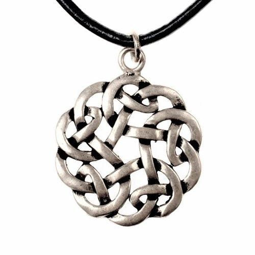Amulet round Celtic knot, silvered bronze