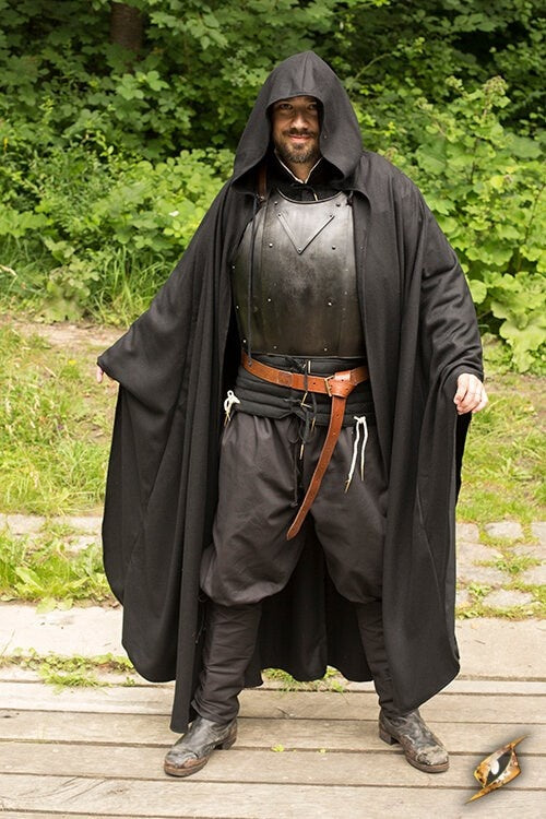 Travel cloak, black, wool blend