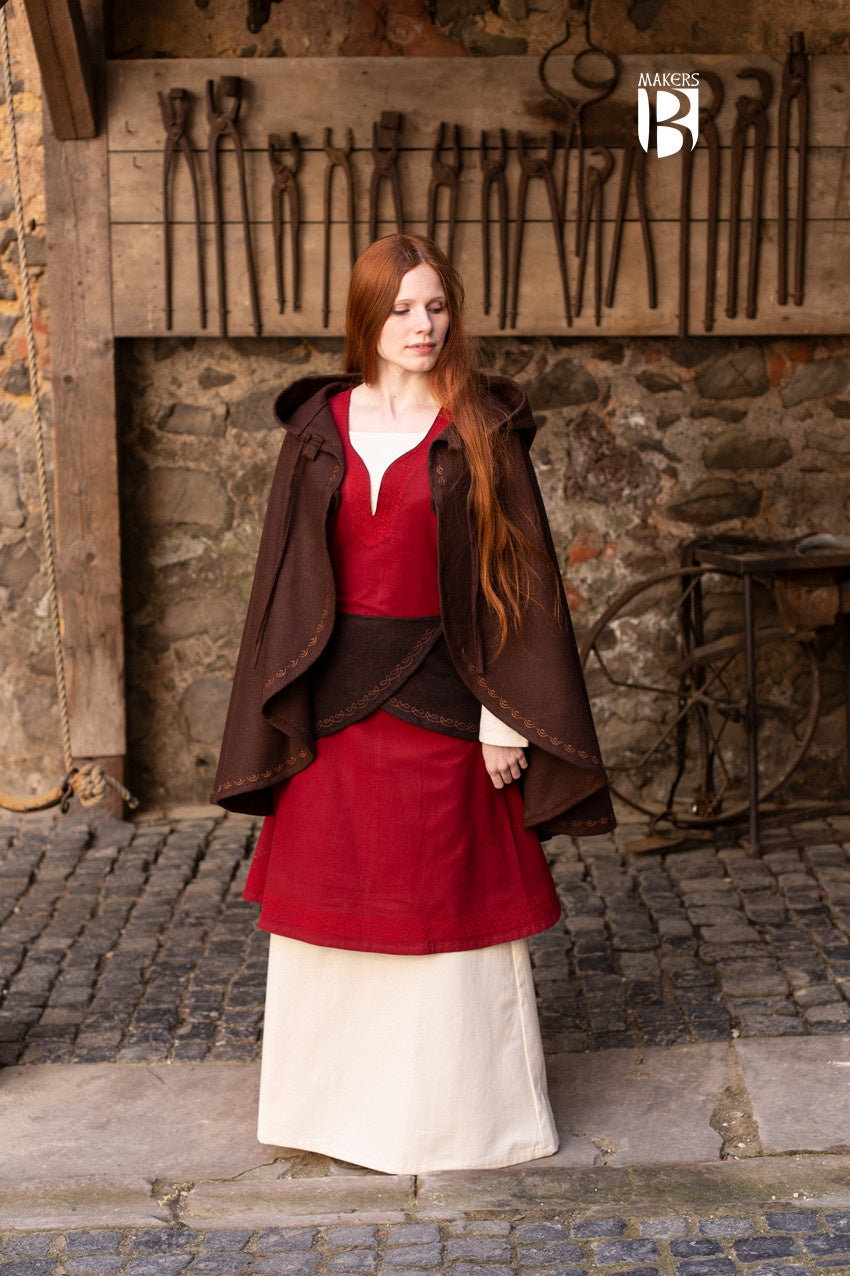 Affra cape, wool blend, brown