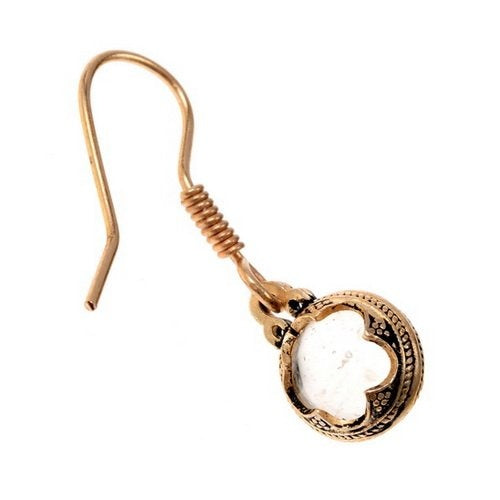Earrings Gotland Rock Crystal, 1 cm, Bronze
