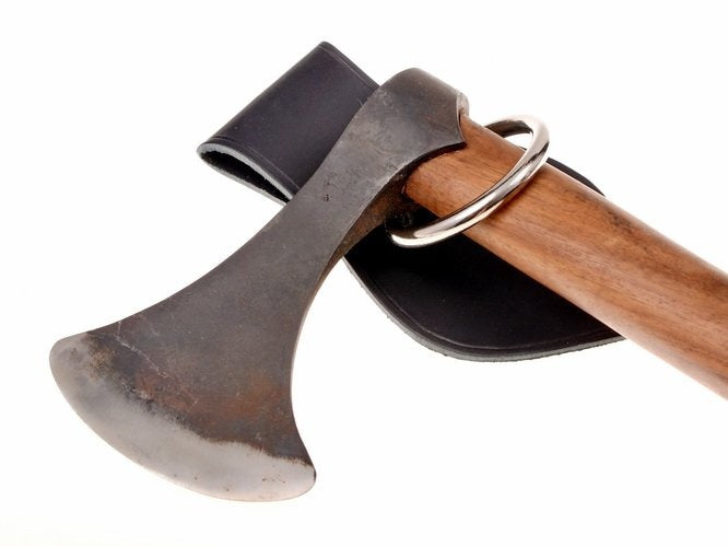 Leather weapon holder for belt, brown