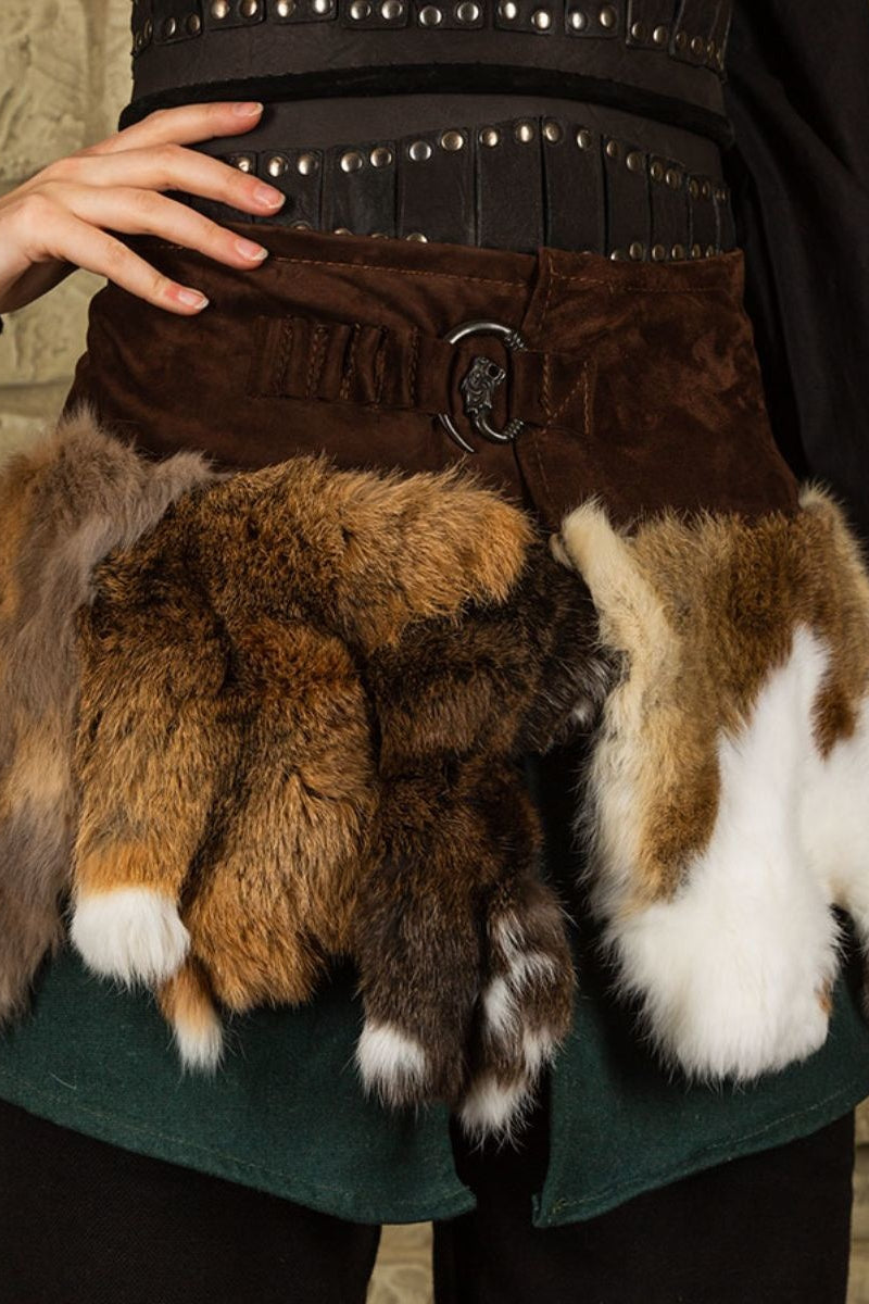 Karya fur skirt with dragon, brown