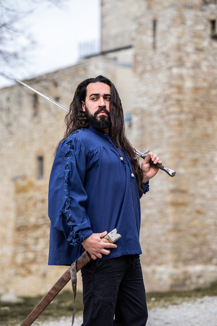 Pirate shirt with laces, blue