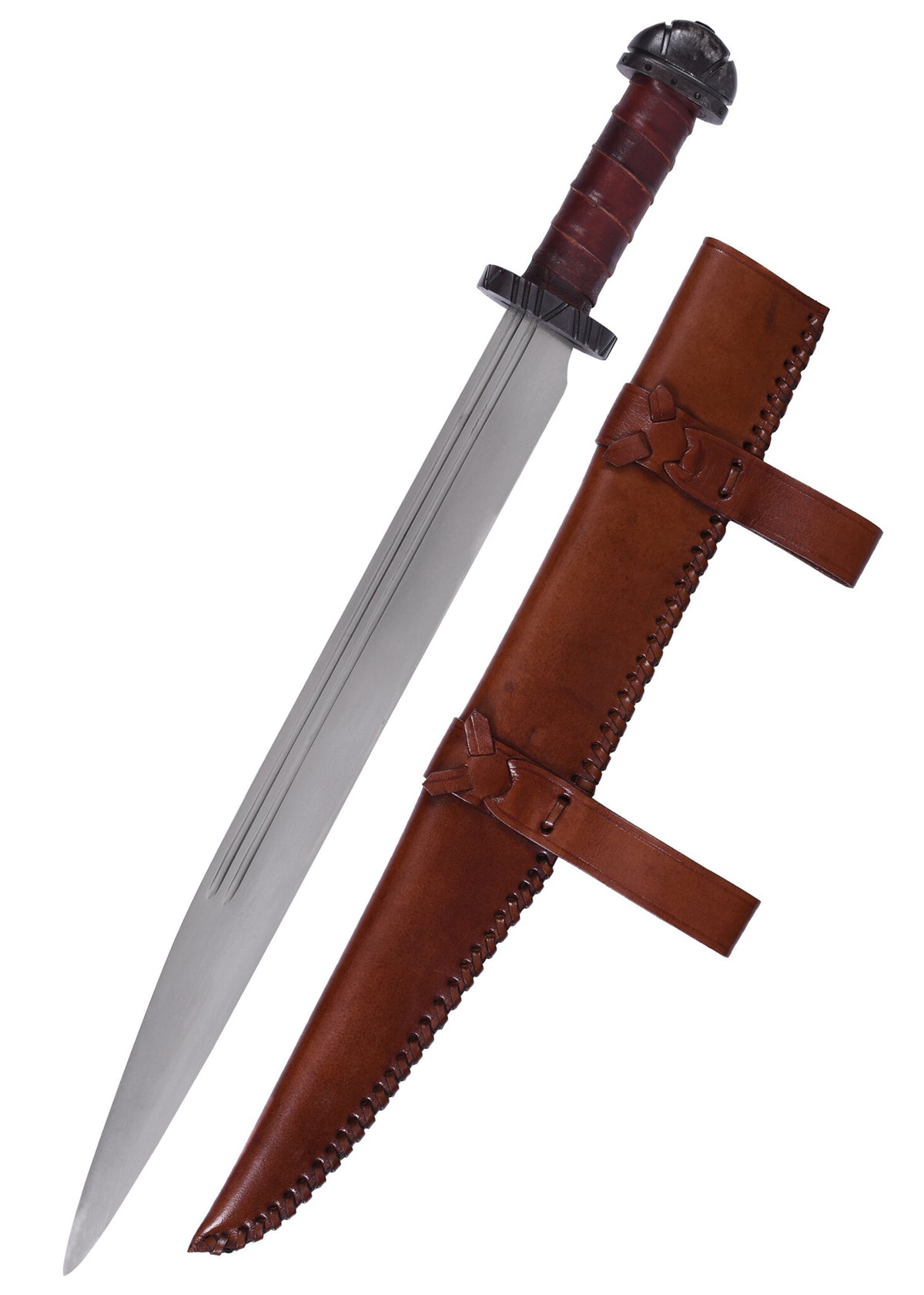 9th-century seax with leather grip, semi-sharp