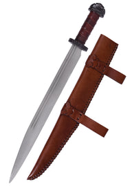 9th-century seax with leather grip, semi-sharp