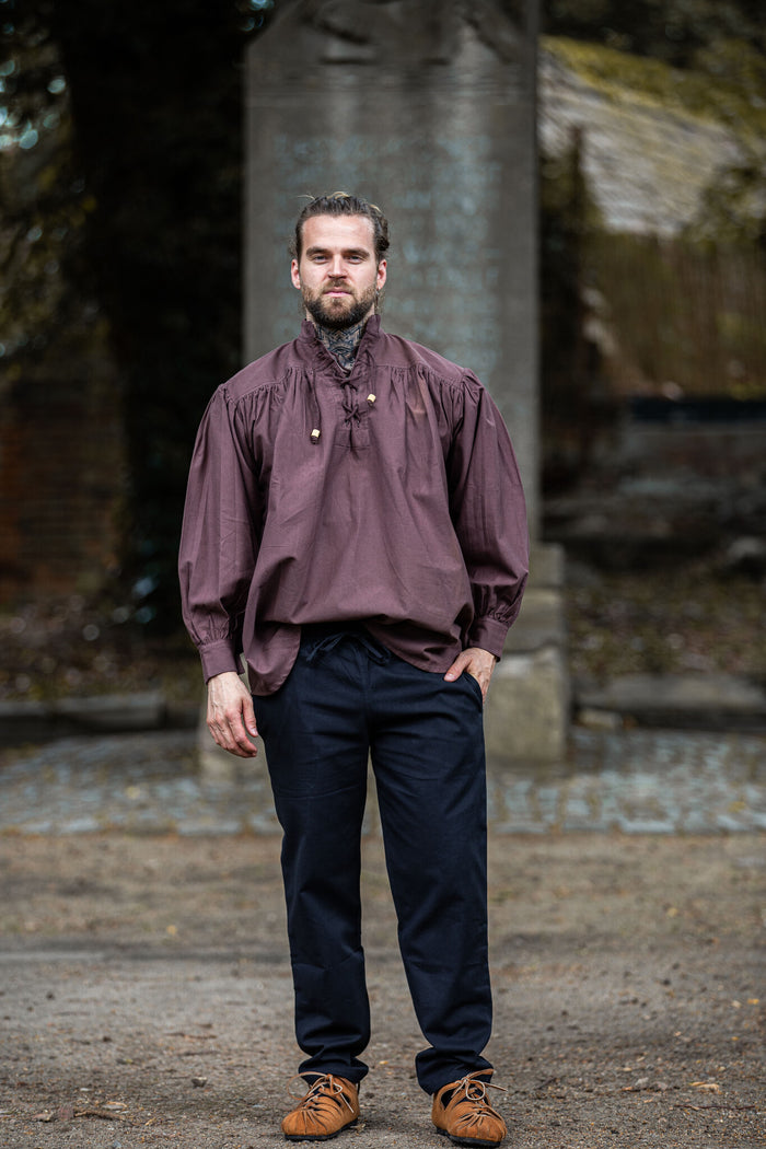 Pirate shirt with collar, brown