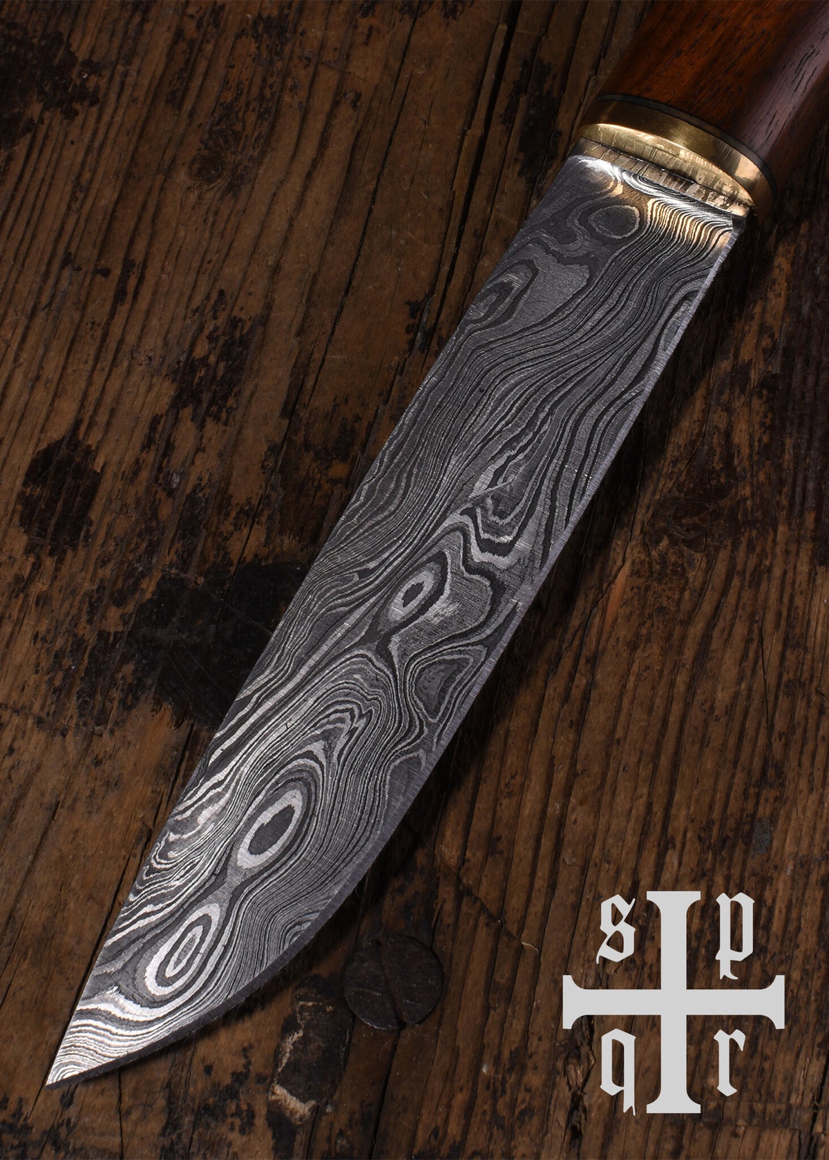 Viking seax Roskilde, damascus steel, semi-sharp