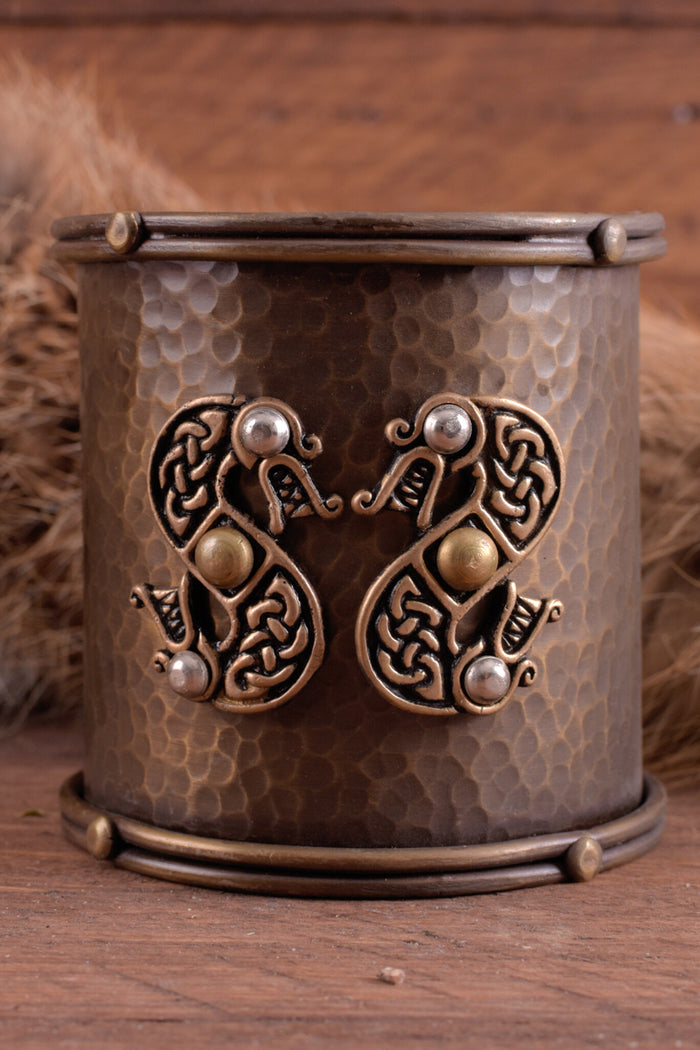 Celtic bracelet with snake motifs, brass