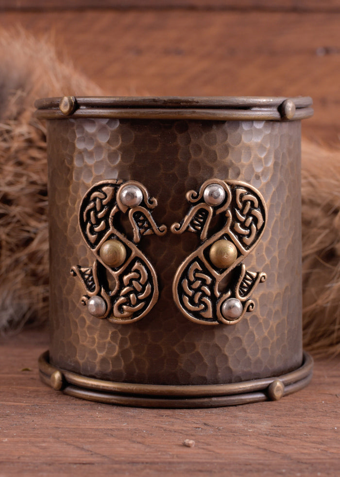 Celtic bracelet with snake motifs, brass