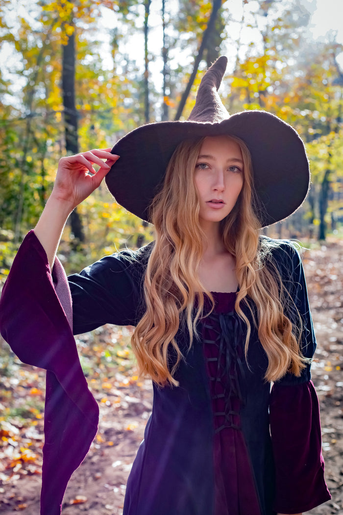 Witches hat, brown, wool felt
