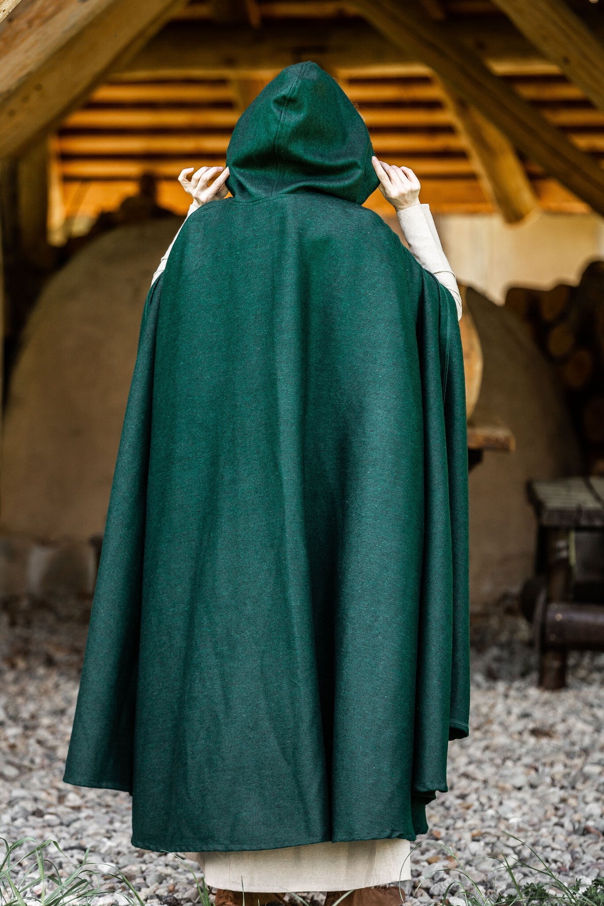 Medieval cloak Karen green, wool mix