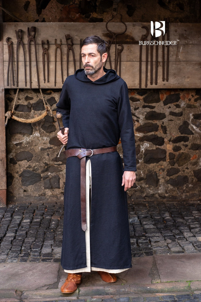 High-medieval tunicella with hood Renaud, black
