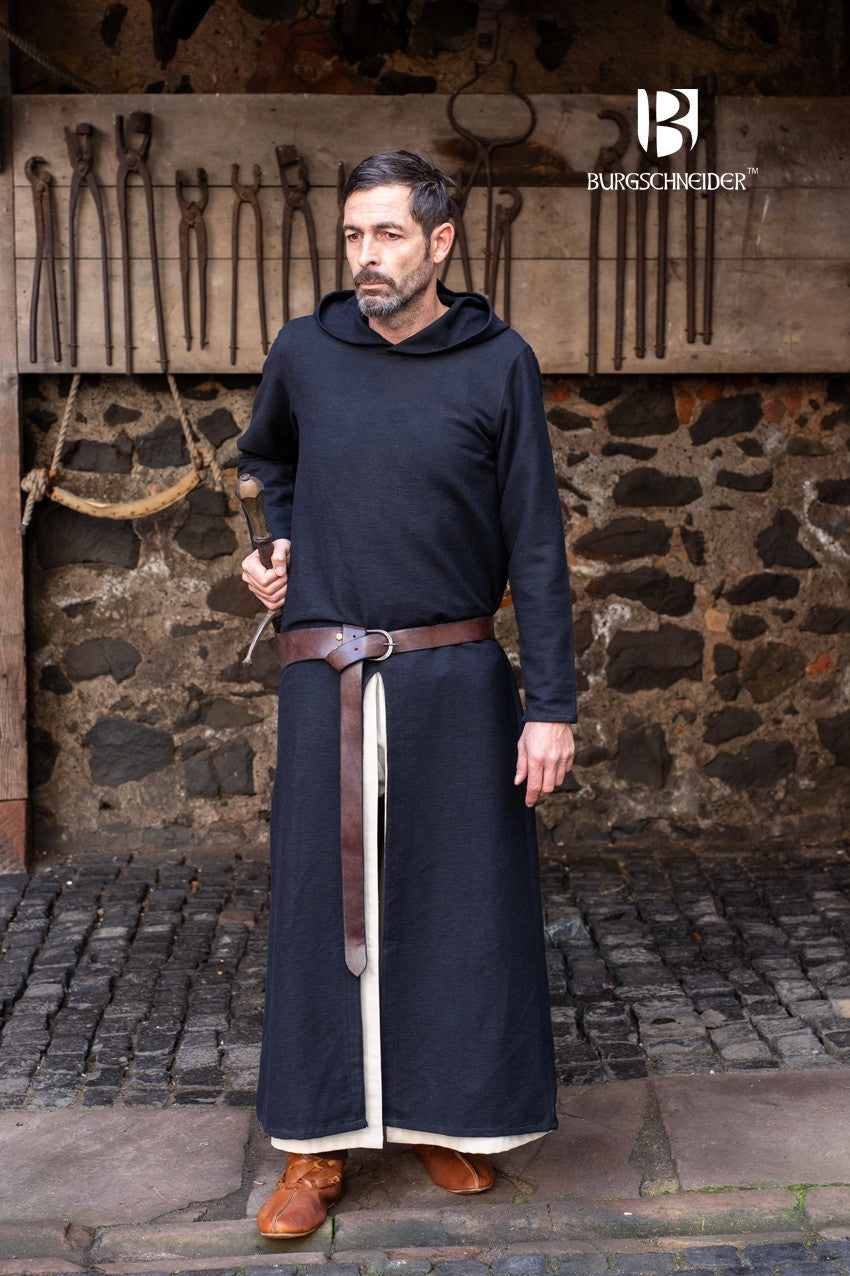 High-medieval tunicella with hood Renaud, black
