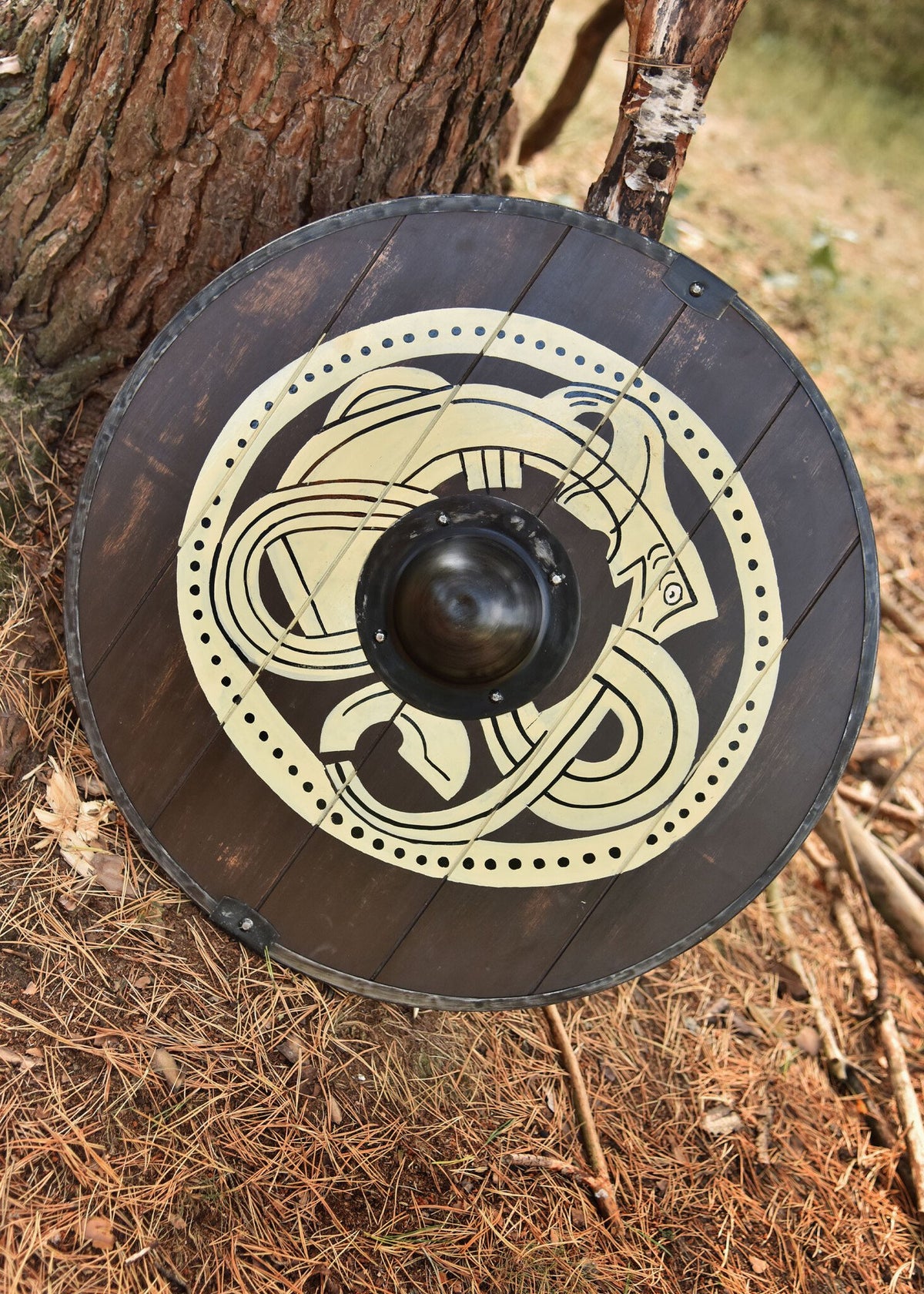 Viking shield with Midgard snake