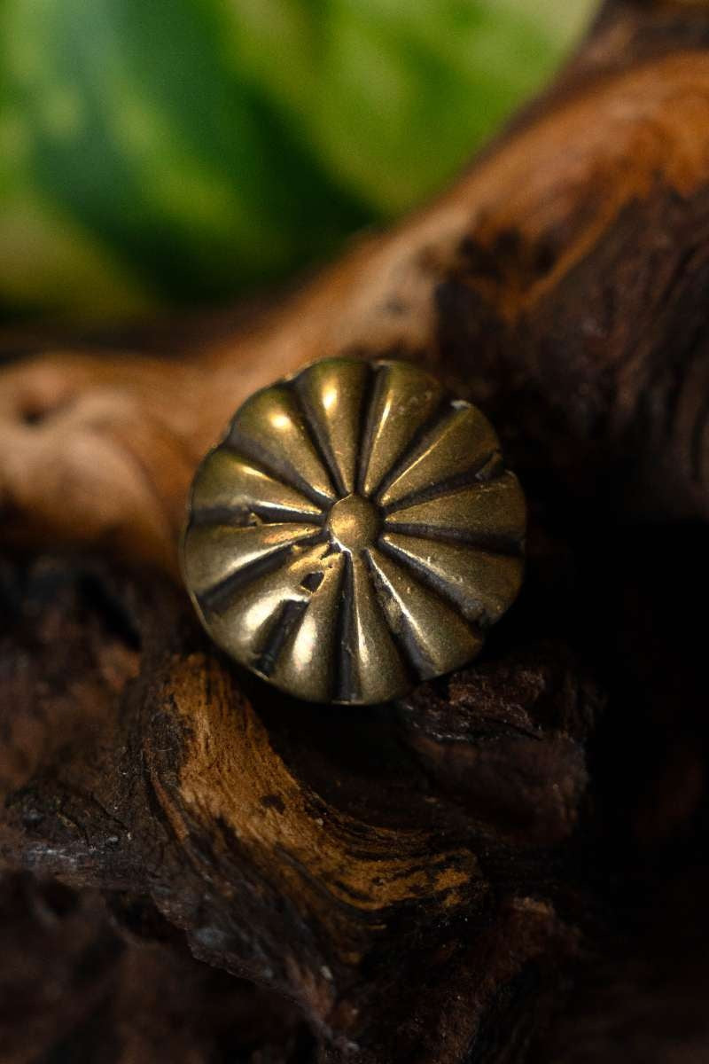 Średniowieczne okucia pasa z rozetą (zestaw 5 szt.), mosiądz