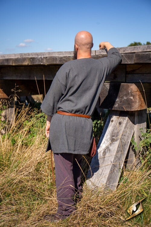 Viking tunic Arvis, herringbone pattern, Ranger grey