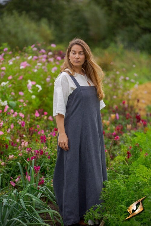 Viking apron dress Frida herringbone, dark grey