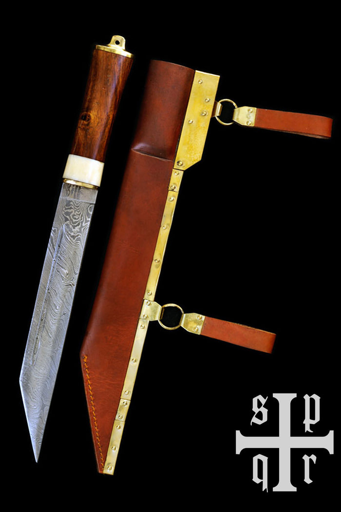 Viking seax Wexford, Damascus steel, semi-sharp