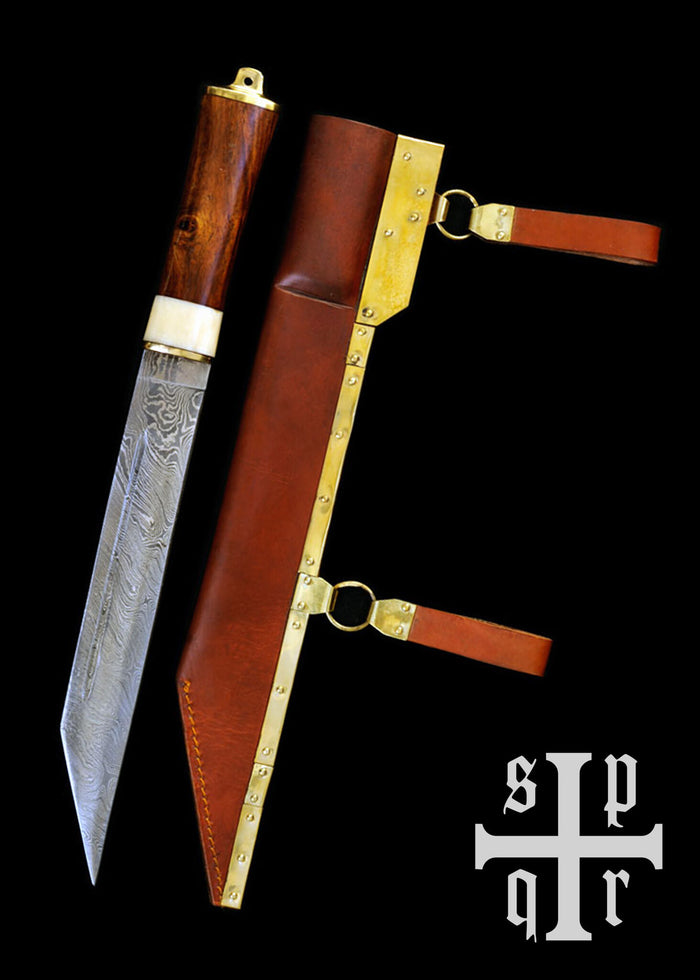 Viking seax Wexford, Damascus steel, semi-sharp