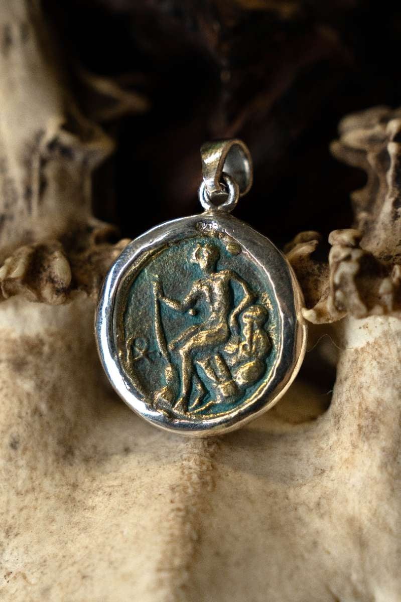 Coin pendant Zeus, sterling silver