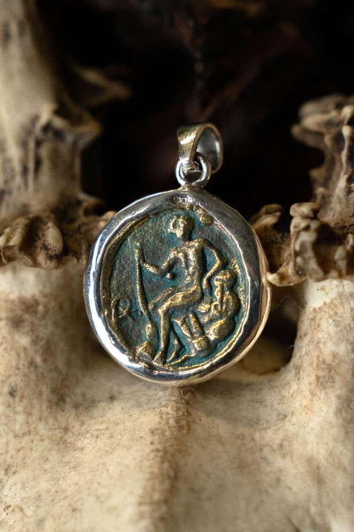 Coin pendant Zeus, sterling silver