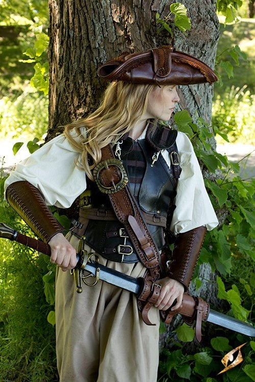 Battle leather bracers, forearm guards, brown