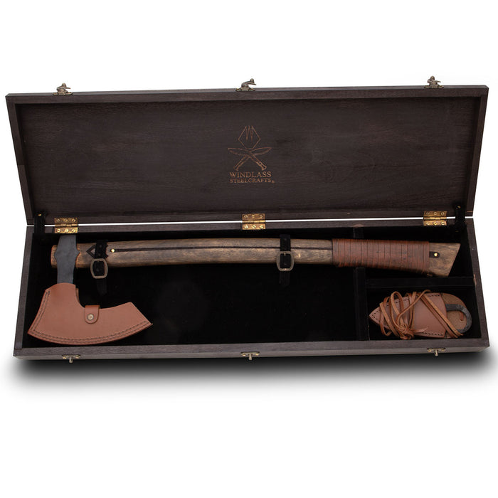 Viking set Othala axe and knife, semi-sharp