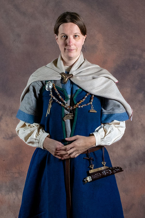 Rusvik Robe viking Luiza, mélange de laine, bleu-gris