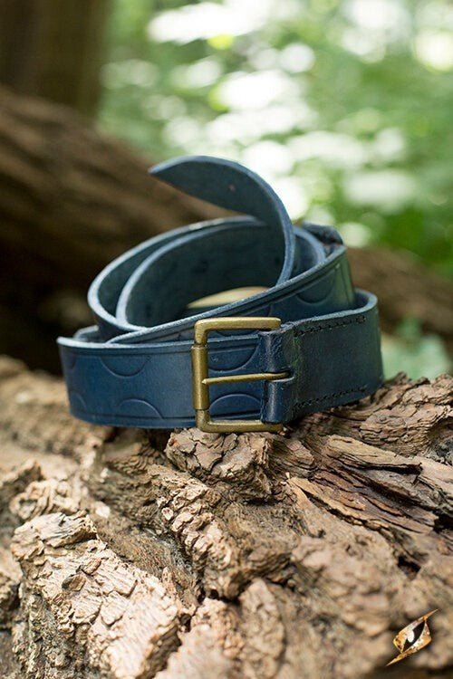 Leather belt Aruthia, blue, 160 cm
