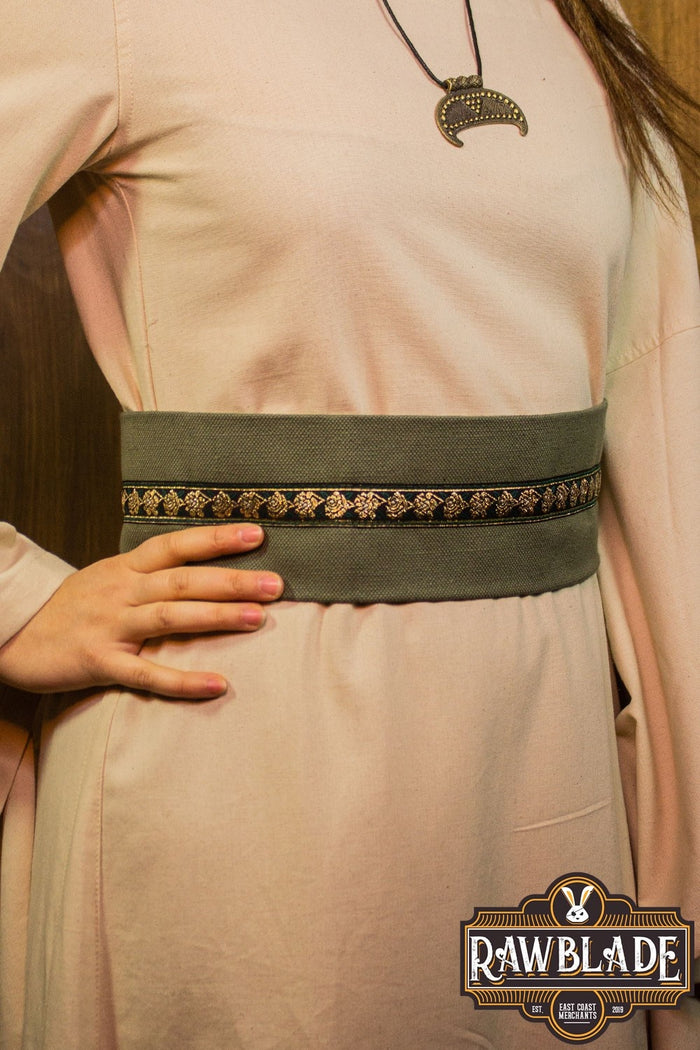 Jeanne fabric belt - Green / green roses