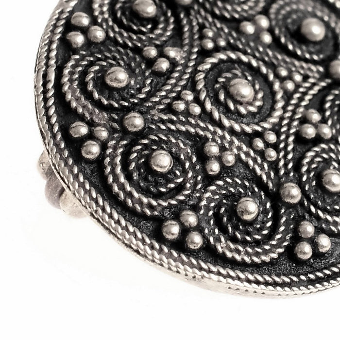 Viking Disc fibula with granulation, bronze