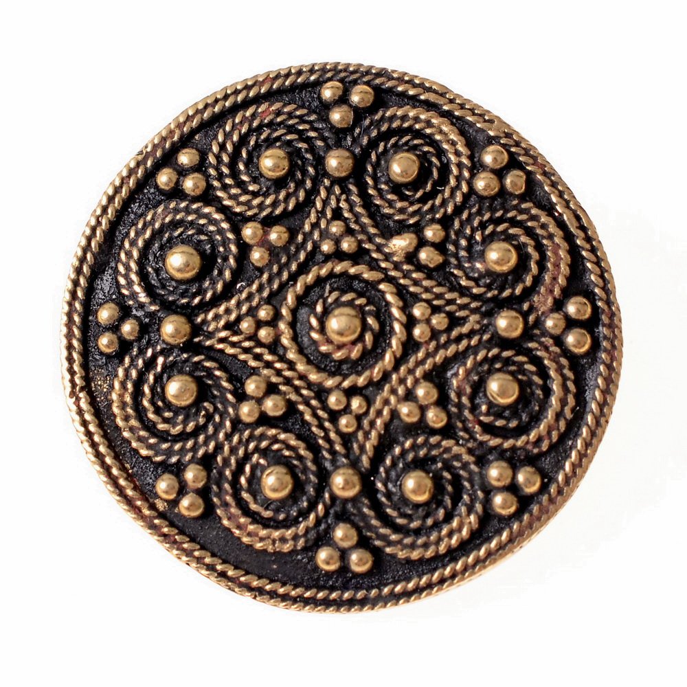 Viking Disc fibula with granulation, bronze