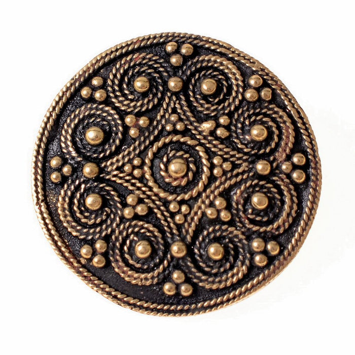 Viking Disc fibula with granulation, bronze