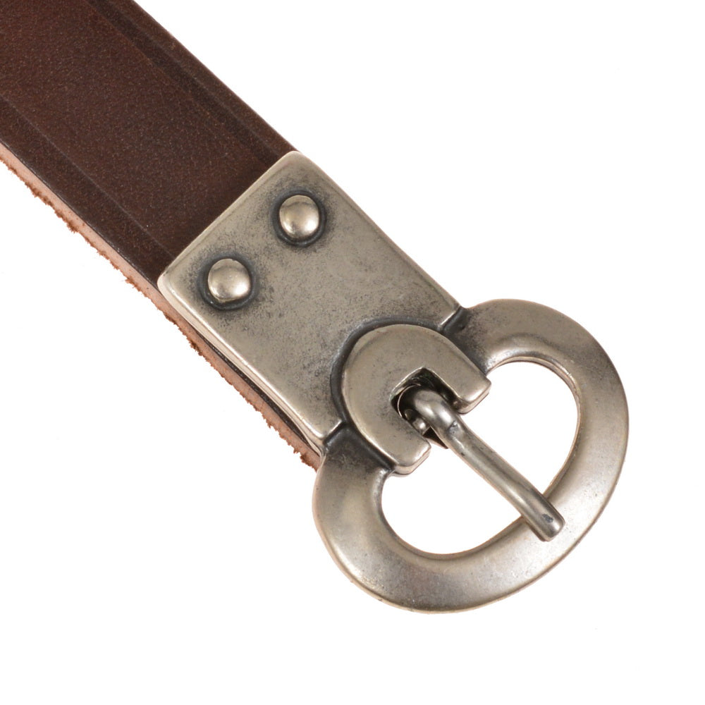 Alemannenriem Niederstotzingen, brown leather, silver plated brass