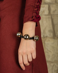 Leren armband / enkelband met belletjes