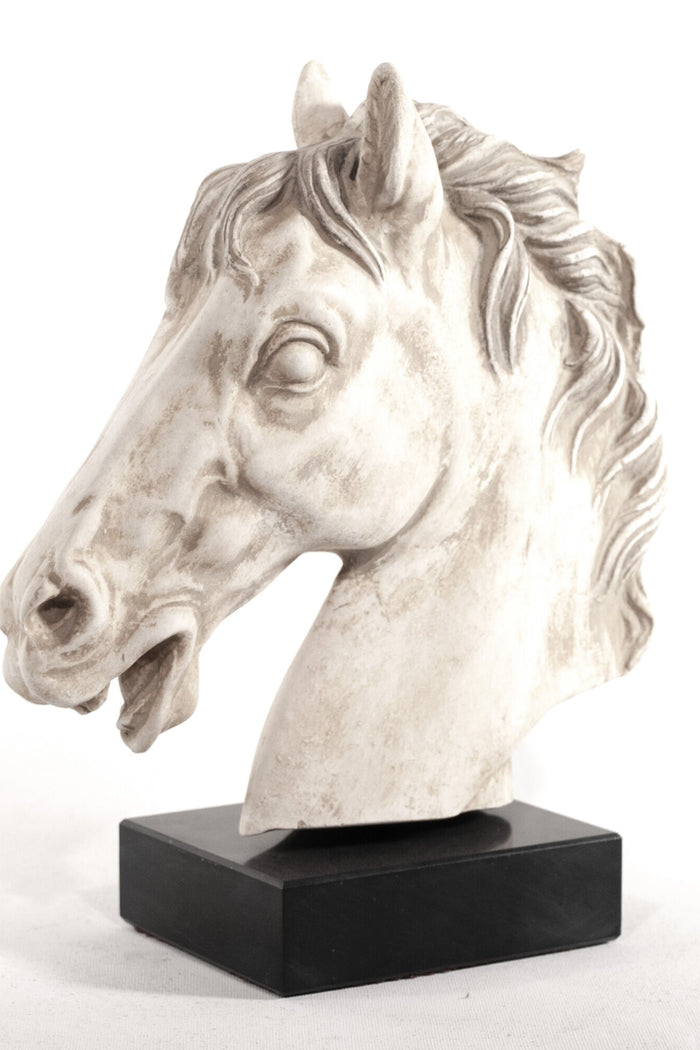 Sculpture Bucephalus, horse of Alexander the Great, Alabaster plaster