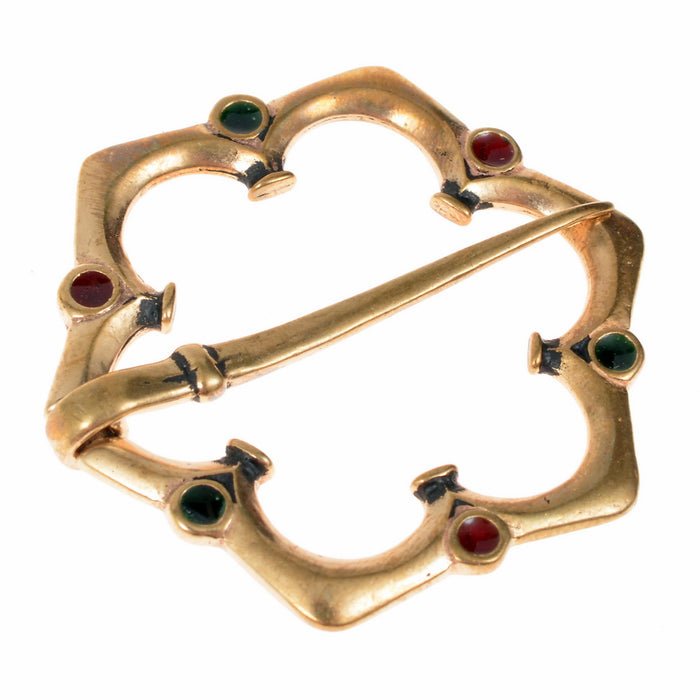 Large medieval furpan with glass inlay, silvered bronze