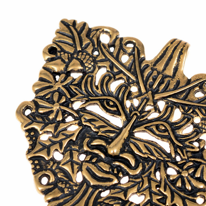 Green Man pendant, medieval, silvered bronze