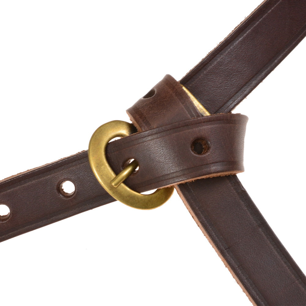 Alemannenriem Niederstotzingen, brown leather, silver plated brass