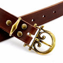 Classical Roman belt, 3cm, black leather, silver plated brass