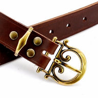 Classical Roman belt, 3cm, brown leather, brass