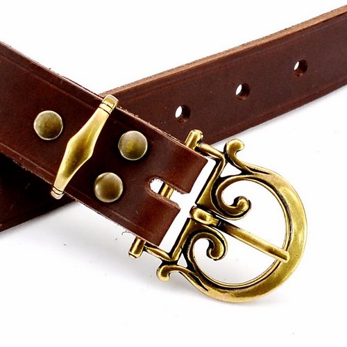 Classical Roman belt, 3cm, black leather, brass