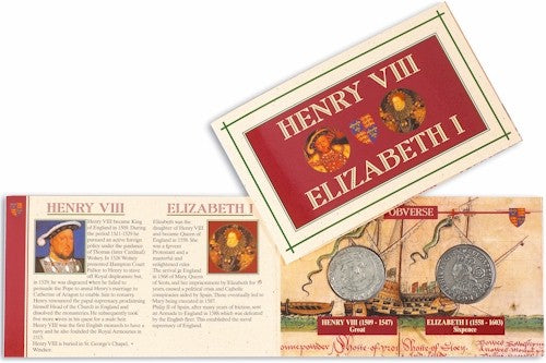 Hendrik VIII en Elizabeth I muntpakket