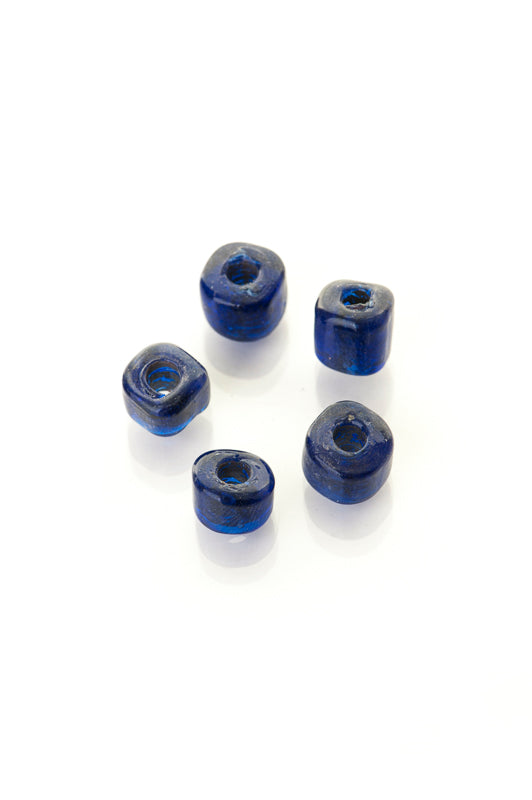 Viking glass bead Birka, square, blue, 5 pieces