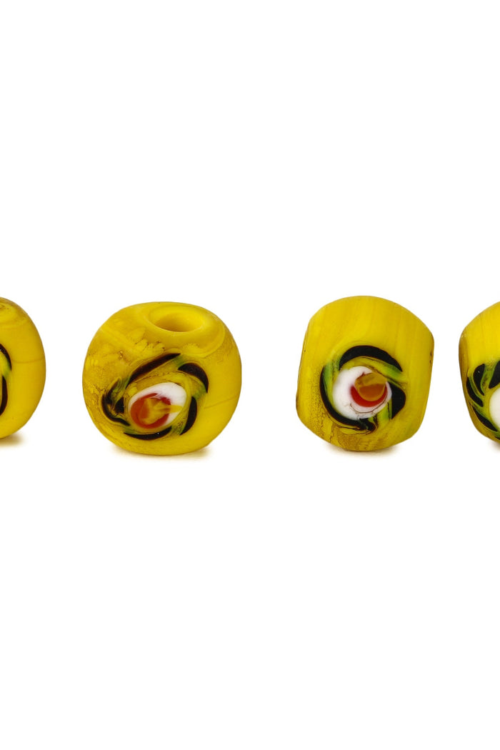 Viking glass bead Bolmsö (Småland), yellow, 5 pieces