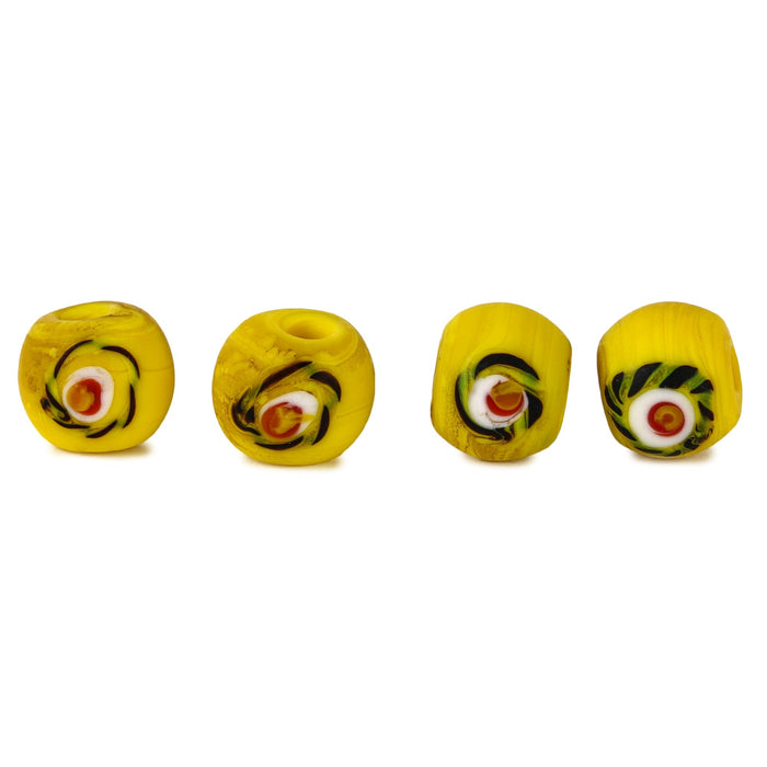 Viking glass bead Bolmsö (Småland), yellow, 5 pieces