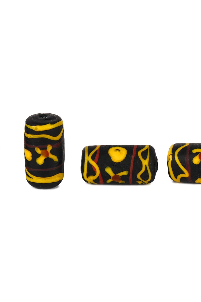 Viking glass bead Storfossen (Norway), black, 5 pieces