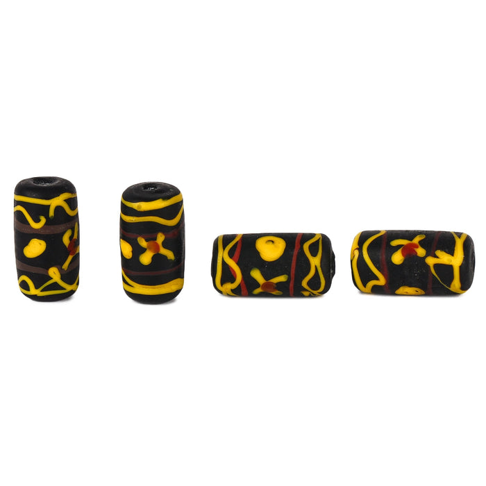 Viking glass bead Storfossen (Norway), black, 5 pieces